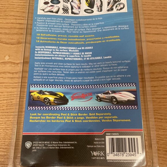 RoomMates Speed Racer Peel and Stick Appliqués Warner Bros Wall Decals Decor New - Picture 6 of 6